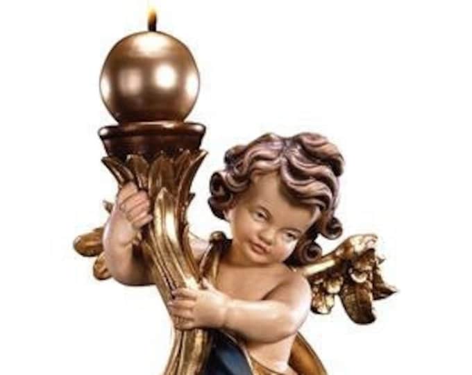 Angel to hang with candle carved in Valgardena wood and hand-decorated with Italian artisan production