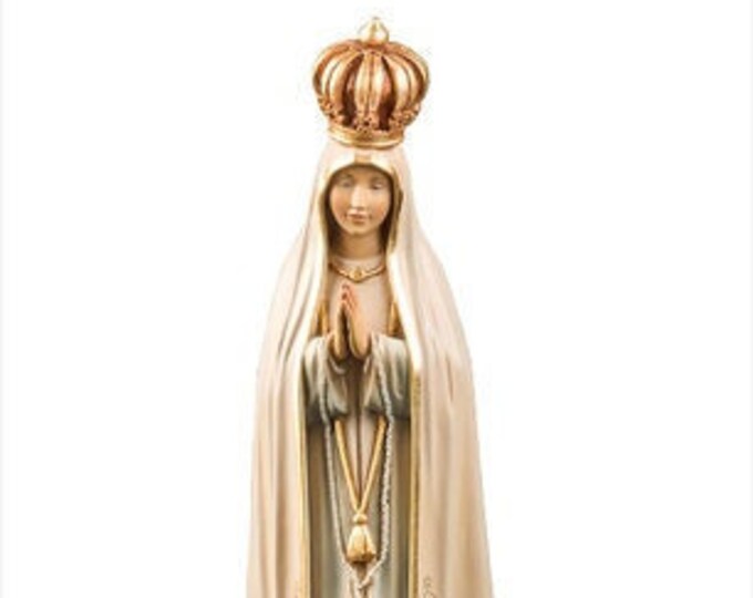 Statue of Our Lady of Fatima carved in wood from Valgardena and hand-decorated with Italian handicraft production in various sizes