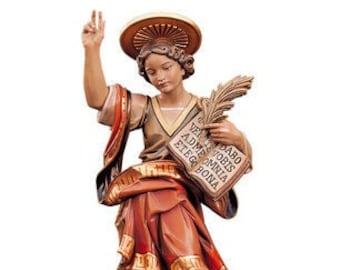 Statue of San Pancrazio carved in wood from Val Gardena and hand decorated of Italian artisan production