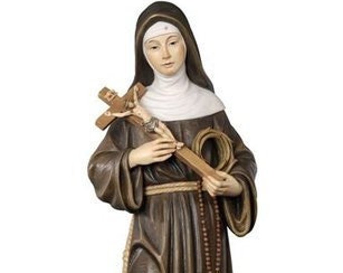 Statue of Santa Rita da Cascia carved in Valgardena wood and hand-decorated, of Italian artisan production