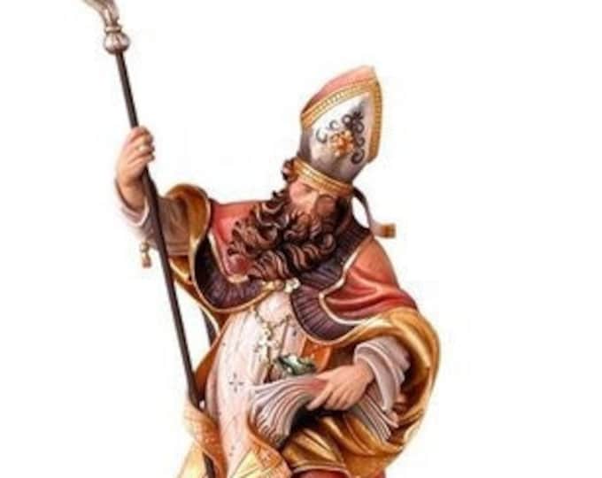 Statue of Saint Augustine carved in Valgardena wood and hand decorated, Italian artisan production