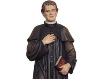 Statue of San Giovanni Bosco carved in Valgardena wood and hand-decorated, of Italian artisan production