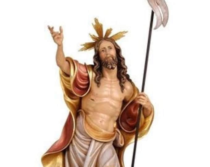 Statue of the risen Jesus Christ, carved in Valgardena wood and hand-decorated, of Italian artisan production
