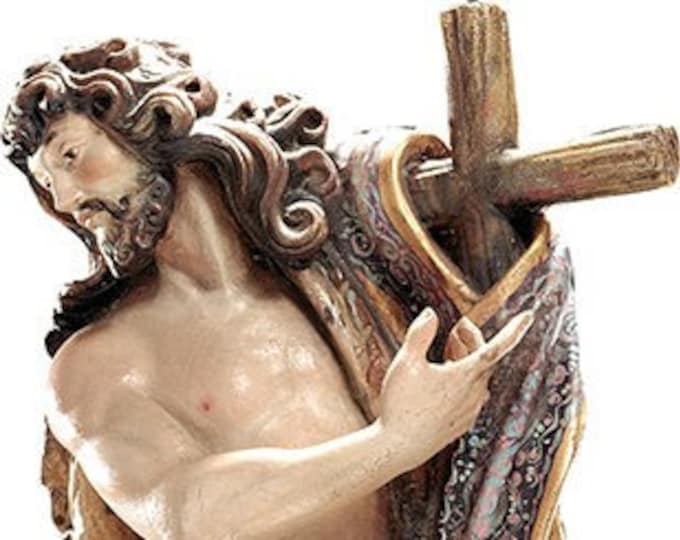 Statue of St. John the Baptist carved in Val Gardena wood and decorated by hand of Italian artisan production