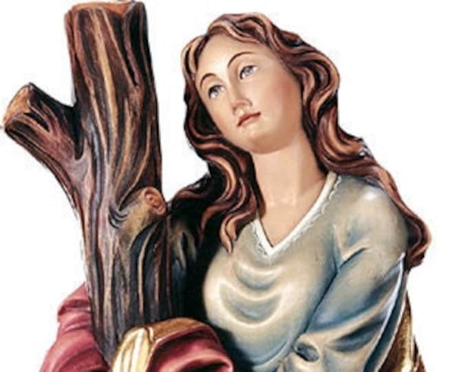 Statue of St. Afra of Augsburg carved in wood from Valgardena and decorated by hand of Italian artisan production