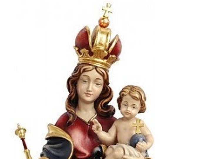 Statue of the Patron Madonna of Bavaria with baby Jesus, carved in Valgardena wood, hand decorated, Italian artisan production