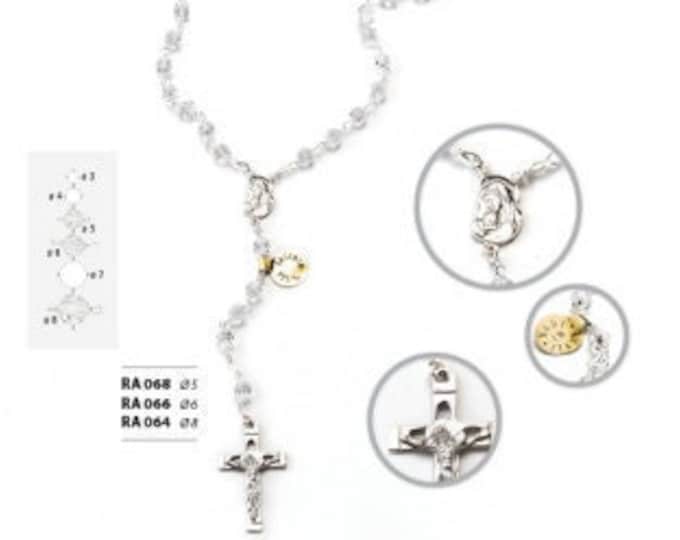 Rosary in Swarovski crystal and 925 silver, handcrafted in Italy, various grain sizes available