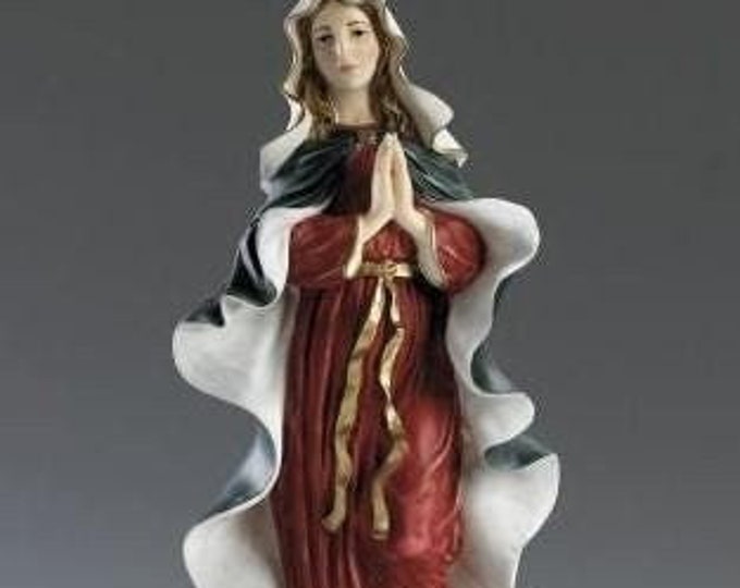 Statue of the Miraculous Madonna, cm 40 (15.74 inches) in alabaster powder, wooden base, hand decorated, made in Italy