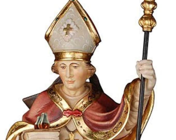 Statue of San Gennaro carved in Valgardena wood, hand-decorated, Italian artisan production