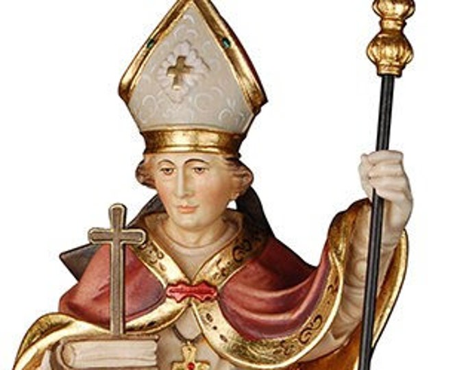 Statue of Saint Bonaventure carved in Valgardena wood, hand-decorated, Italian artisan production