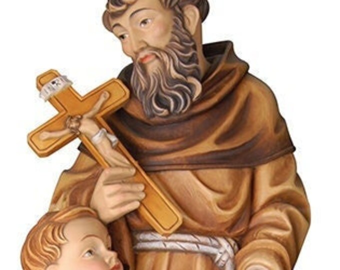 Statue of St. Frá Corrado da Parzham carved in Valgardena wood and decorated by hand of Italian handicraft production