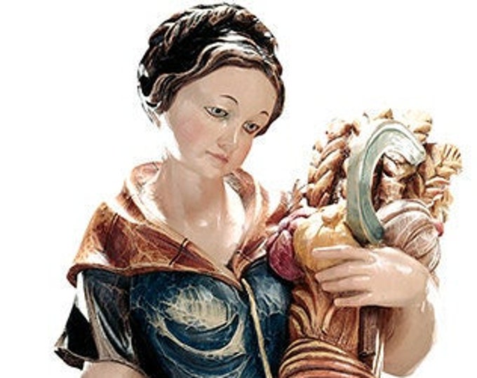 Statue of St. Notburga carved in wood from Valgardena and decorated by hand of Italian handicraft production