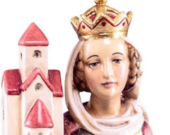 Statue of Saint Agnes carved from Valgardena wood and hand-decorated, handcrafted in Italy.