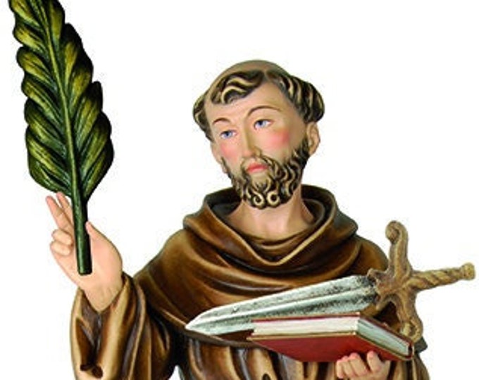 Statue of St. Faithful of Sigmaringen, carved in valgardena wood decorated by hand of Italian artisan production