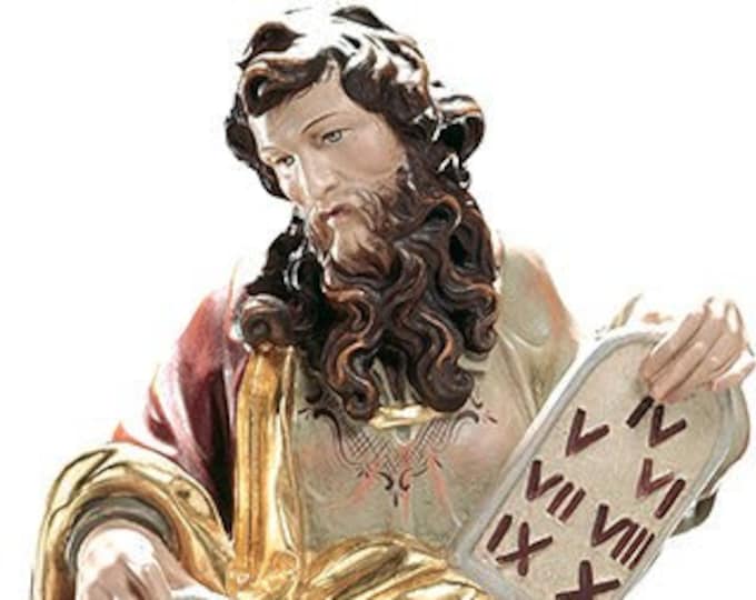 Statue of St. Moses, carved in wood of valgardena decorated by hand of Italian artisan production