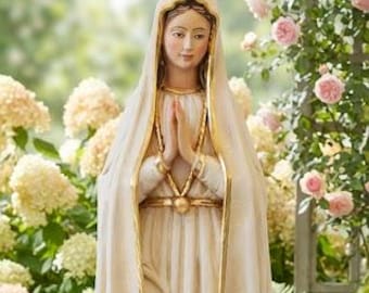 Statue of Our Lady of Fatima 60 cm (23.6 inches) in hand-decorated fiberglass, for indoors and outdoors, Italian artisan production