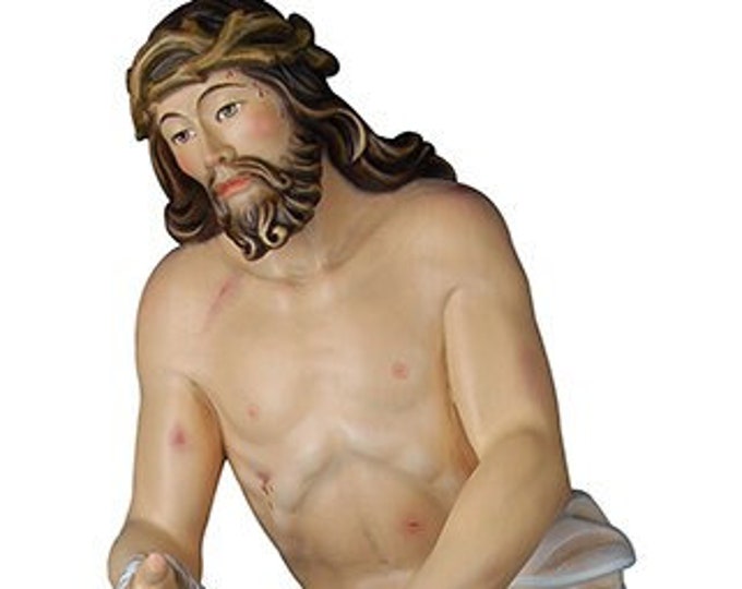 Statue of Jesus Christ being flagellated, carved in Valgardena wood and hand decorated, Italian artisan production
