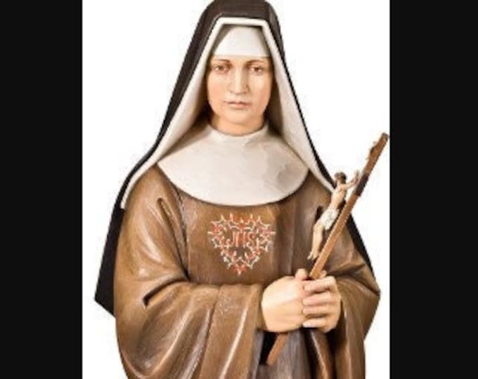 Statue of the Blessed Mother Maria Tauscher carved in Valgardena wood and decorated by hand, of Italian artisan production