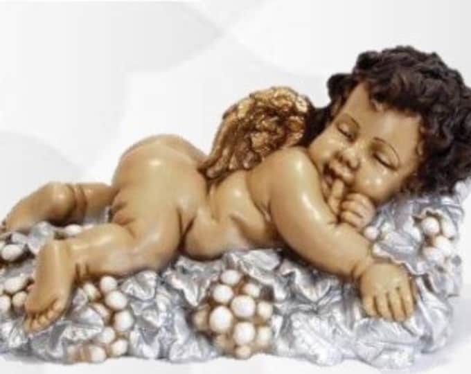Hand-decorated resin sleeping angel statue of artisan production for outdoor and indoor various sizes available