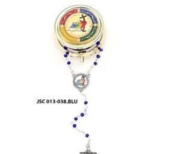 Jubilee Rosary Set 2025, with metal case, bead diameter 3 mm, handcrafted in Italy