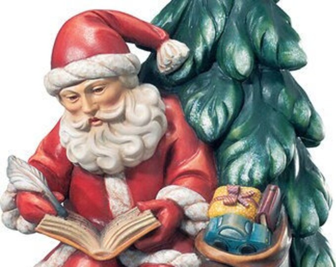 Sculpture of Santa Claus carved in wood from Valgardena and decorated by hand of Italian artisan production