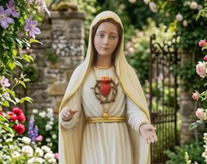 Statue of Our Lady of Fatima 70 cm (27.56 inches) in hand-decorated fiberglass, for outdoors and indoors, handcrafted in Italy