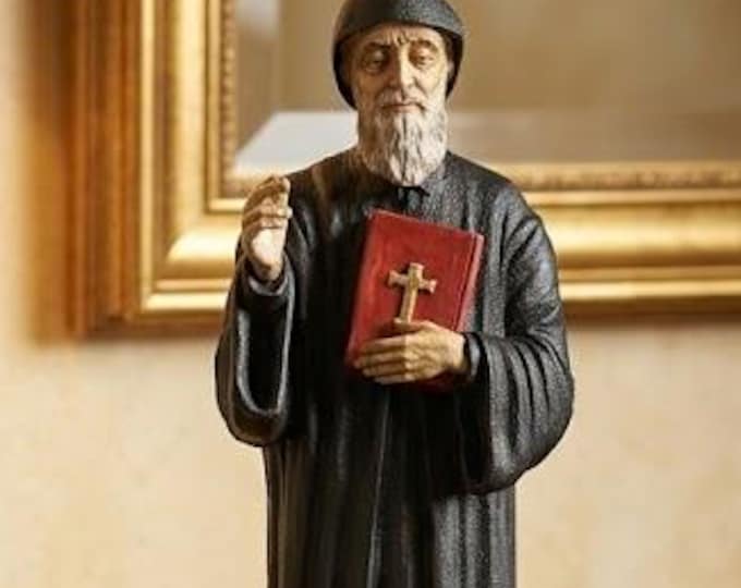 Statue of Saint Charbel Makhluf cm 42 (16.53 inches) in marble resin full hand decorated of Italian artisan production