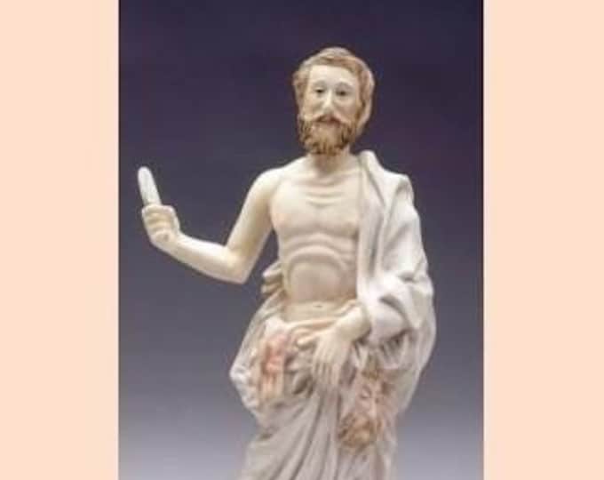 Statue of Saint Bartholomew cm 26 (10.23 inches) in alabaster powder, wooden base, hand decorated, made in Italy