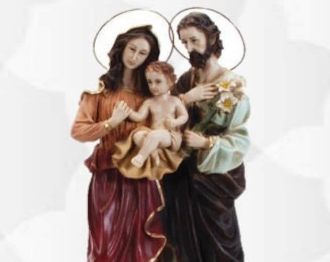 Statue of the Holy Family cm 47 (18,50 inches) in marble powder decorated by hand of artisan production