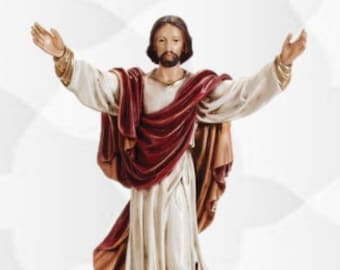 Statue of the Risen Jesus Christ 70 x 38 cm (27.55 x 14.96 inches) in hand-decorated resin marble, artisanal production