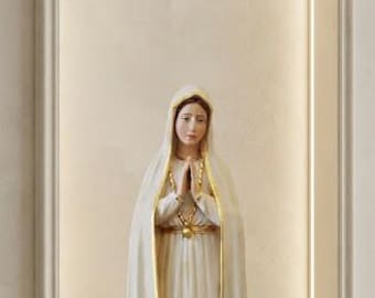 Statue of Our Lady of Fatima 100 cm (39.37 inches) in hand-decorated fiberglass, for indoors and outdoors, Italian artisan production