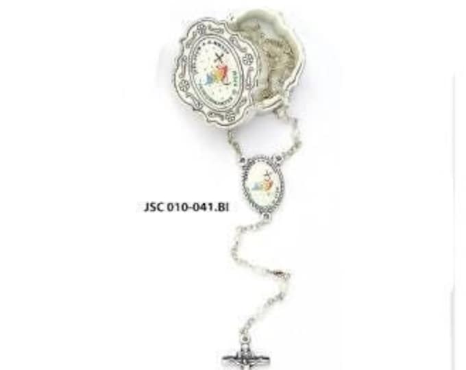 Jubilee Rosary Set 2025, with metal case, bead diameter 3 mm, handcrafted in Italy