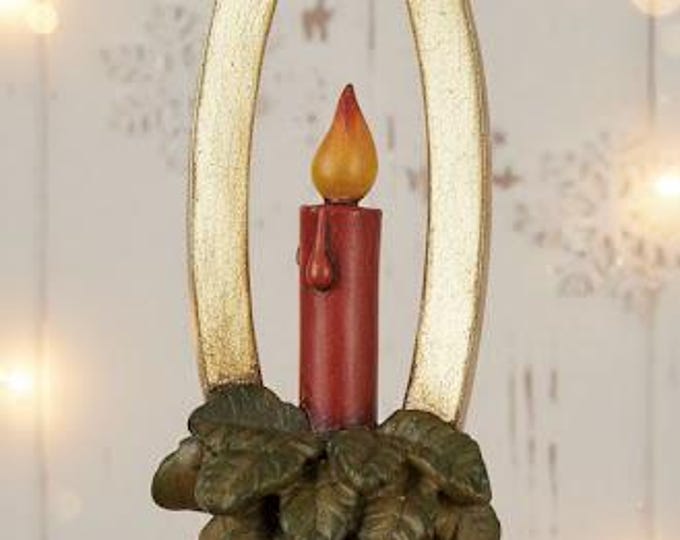 Decorazione natalizia con candela, scolpita in legno della Valgardena e decorata a mano di produzione artigianale italiana