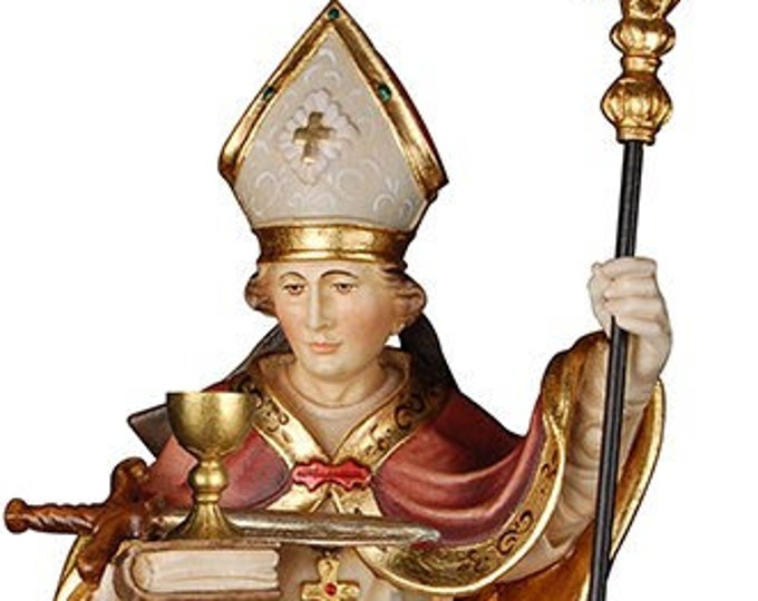 Statue of San Donato carved in valgardena wood decorated by hand of Italian artisan production
