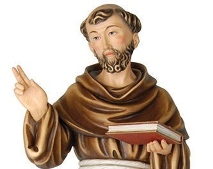 Statue of San Corrado carved in wood from Valgardena and decorated by hand of Italian artisan production