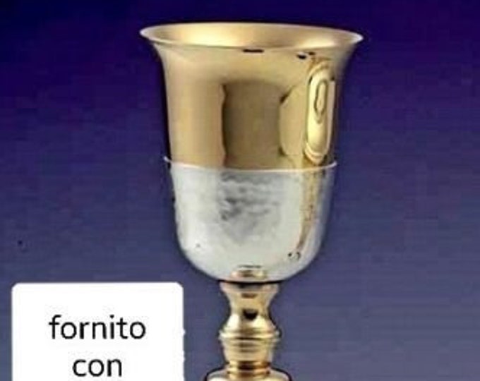 Liturgical chalice for Eucharistic celebration made of silver plated cm 23 (9,05 inches) of Italian artisan production