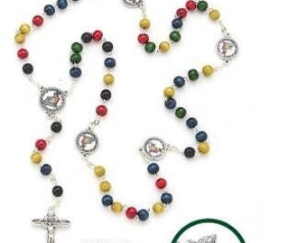 Jubilee Rosary 2025 in colored wood, handcrafted in Italy