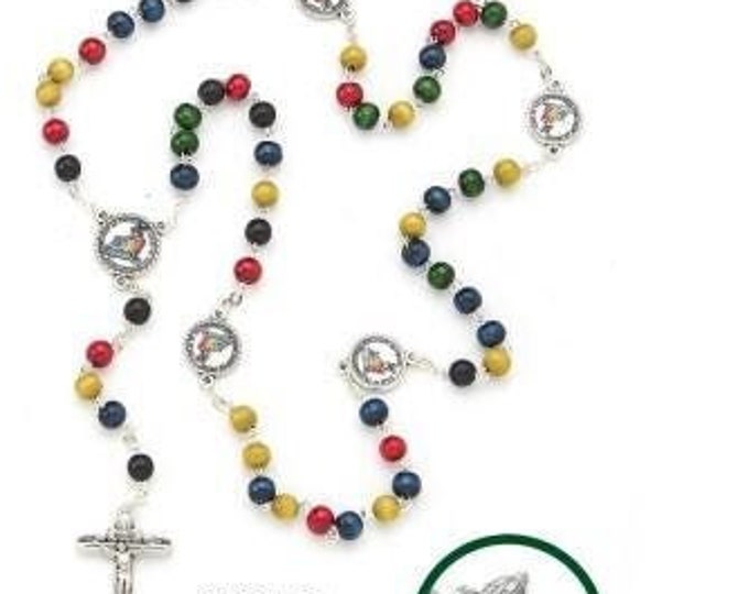 Jubilee Rosary 2025 in colored wood, handcrafted in Italy