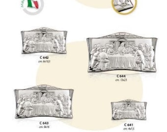 Wooden picture with silver plaque of the Last Supper, various sizes available, of Italian artisan production