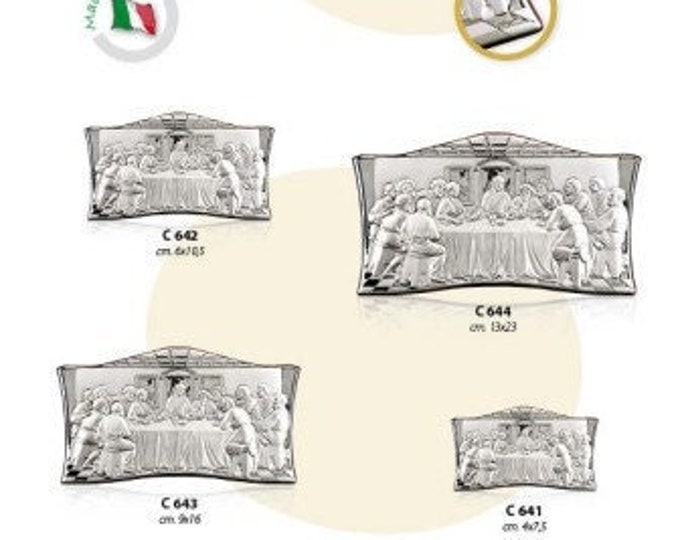 Wooden picture with silver plaque of the Last Supper, various sizes available, of Italian artisan production