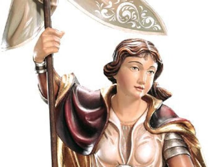 Statue of St. Joan of Arc carved in wood from Valgardena and decorated by hand of Italian artisan production