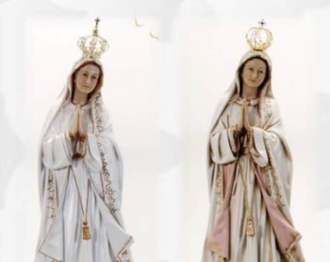 Statue of Our Lady of Fatima 78 x 23.5 cm (30.9 x 9.25 inches) in hand-decorated resin, artisanal production