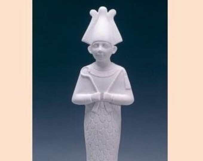 Classical Egyptian Art Sculpture "Osiris", cm 32 (12.59 inch) in alabaster powder, marble base, handcrafted, made in Italy