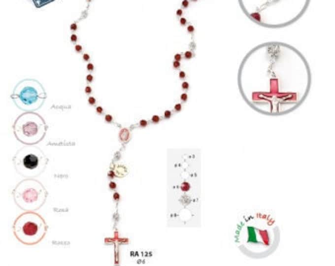 Rosary in Swarovski crystal and 925 silver, pater in wheat rhinestones 6 mm of Italian artisan production various colors available