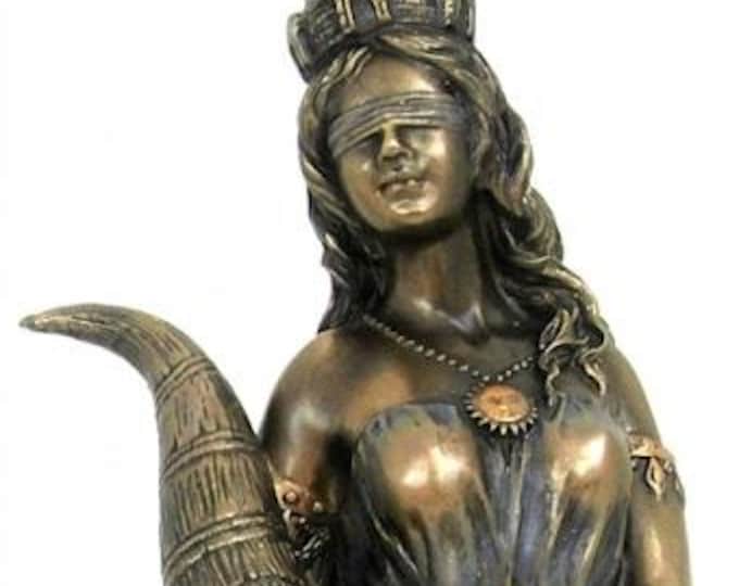 Classical sculpture of the Goddess of Fortune, 18 cm (7.08 inches) in bronzed resin marble, handcrafted, made in Italy