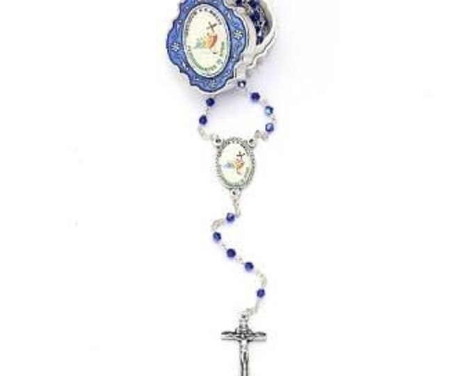 Jubilee Rosary Set 2025, with metal case, bead diameter 3 mm, handcrafted in Italy