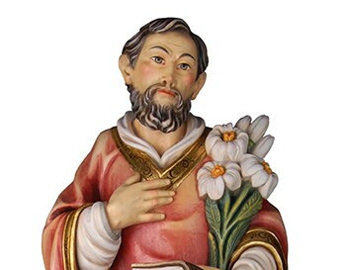 Statue of San Filippo Neri carved in Valgardena wood and hand-decorated, of Italian artisan production