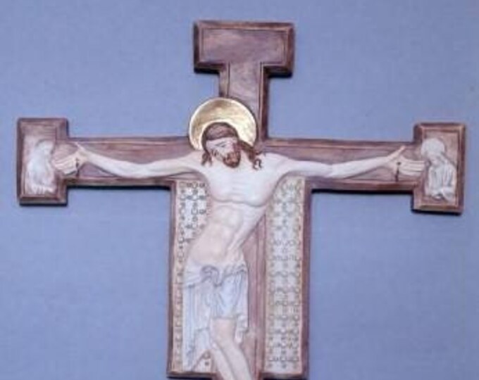 Cimabue Crucifix cm 30 (11.81 inches) made of alabaster powder, hand decorated, made in Italy