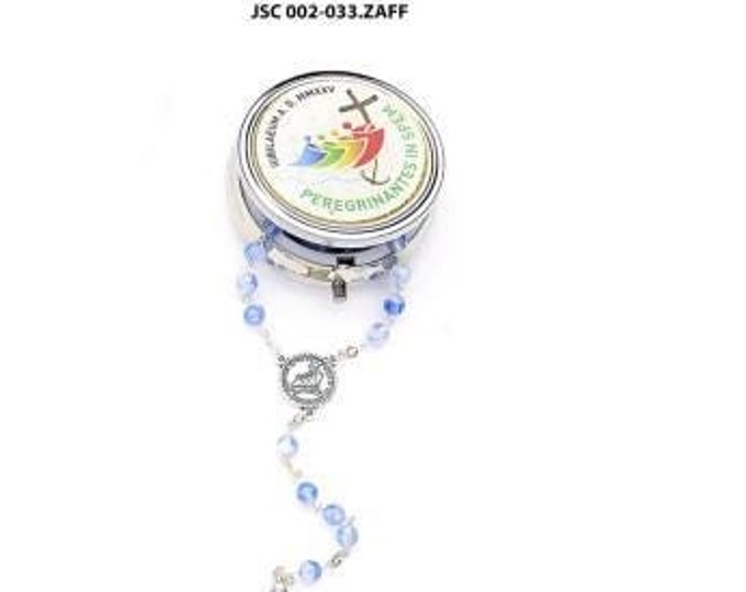 Jubilee Rosary Set 2025, with metal case, bead diameter 6 mm, handcrafted in Italy