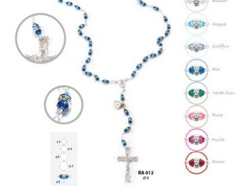Rosary in Swarovski crystal and 925 silver, 8 mm wheat of Italian craftsmanship various colors available